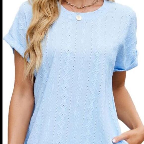 Women’s Light Blue Short Sleeve Casual Dress with Pockets Size S NWOT - Picture 1 of 8